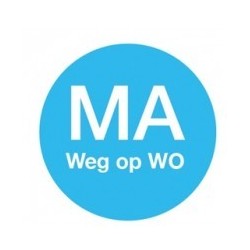 Afwasbare Sticker 'Ma weg op Wo' 19mm 500/rol