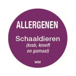 Allergie sticker 'Schaaldieren' rond 25 mm, 1000/rol