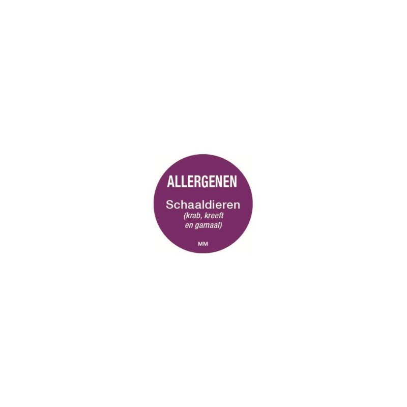 Allergie sticker 'Schaaldieren' rond 25 mm, 1000/rol