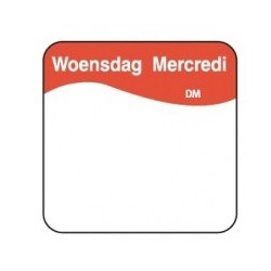 Vol. Oplosbare Sticker 'Woensdag' 25mm, 500/rol