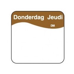 Vol. Oplosbare Sticker 'Donderdag' 25mm, 500/rol