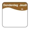 Vol. Oplosbare Sticker 'Donderdag' 25mm, 500/rol