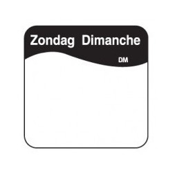 Vol. Oplosbare Sticker 'Zondag' 25mm, 500/rol