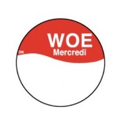 Perm. Sticker met schrijfvlak 'Woensdag' 1000/rol