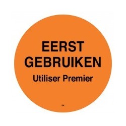 Permanente Sticker 'Eerst Gebruiken' 500/rol