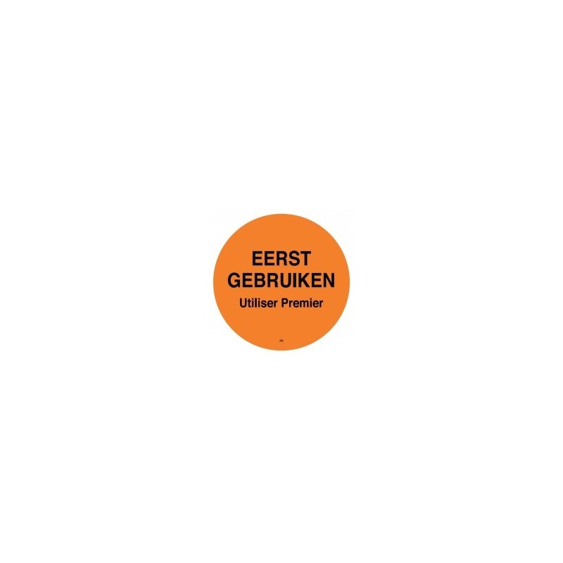 Permanente Sticker 'Eerst Gebruiken' 500/rol