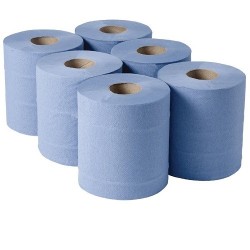 Centrefeed Handdoekrollen blauw, 6 rollen